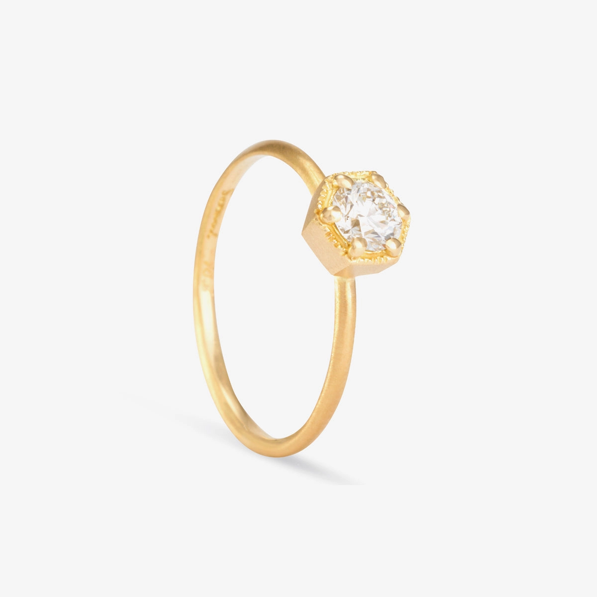 4.5mm White Diamond Hexagon Ring | R2205W