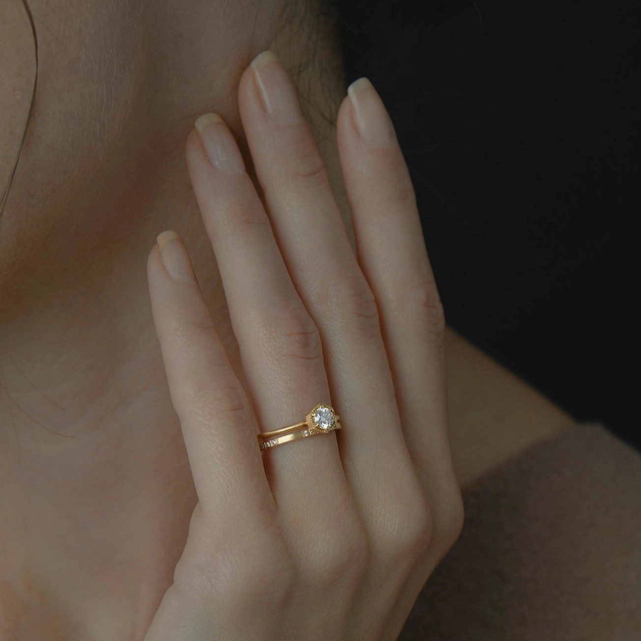 4.5mm White Diamond Hexagon Ring | R2205W