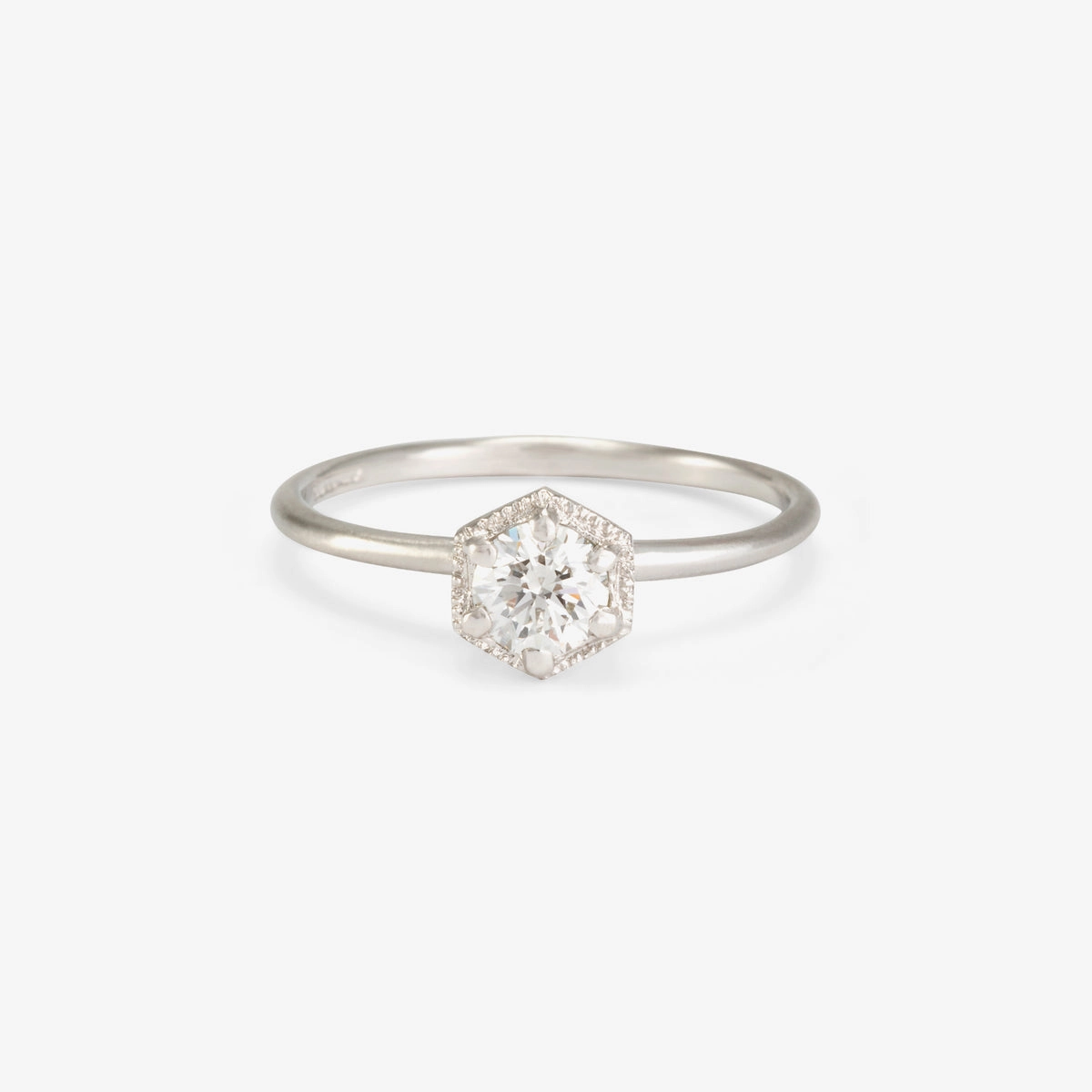 4.5mm White Diamond Hexagon Ring | R2205W