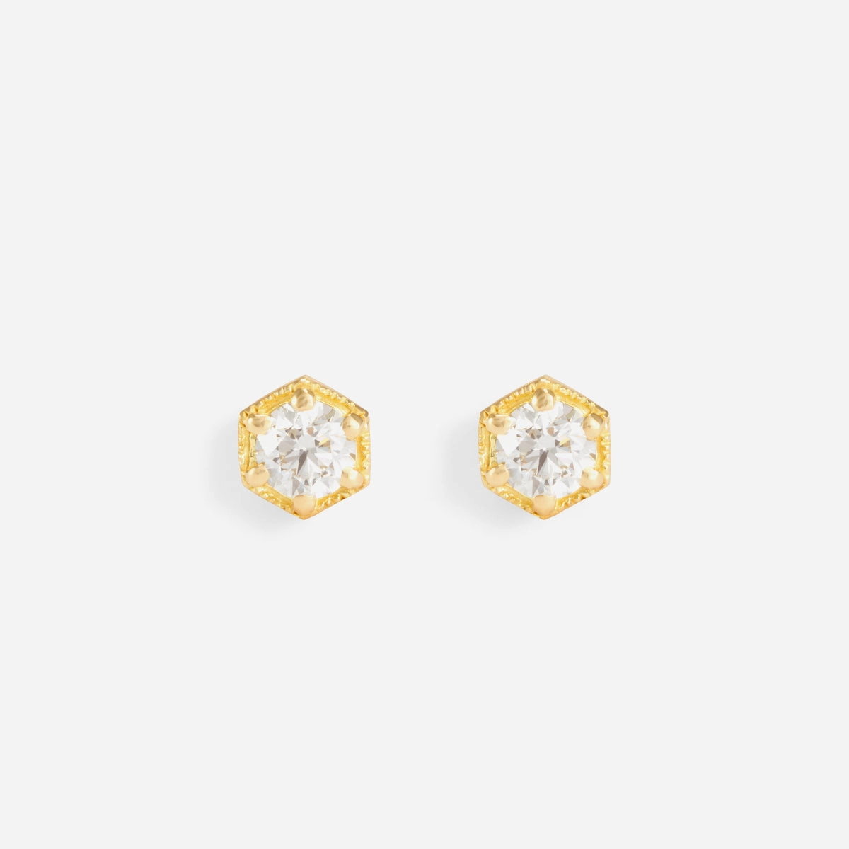 4.5mm White Diamond Hexagon Studs | E9905W