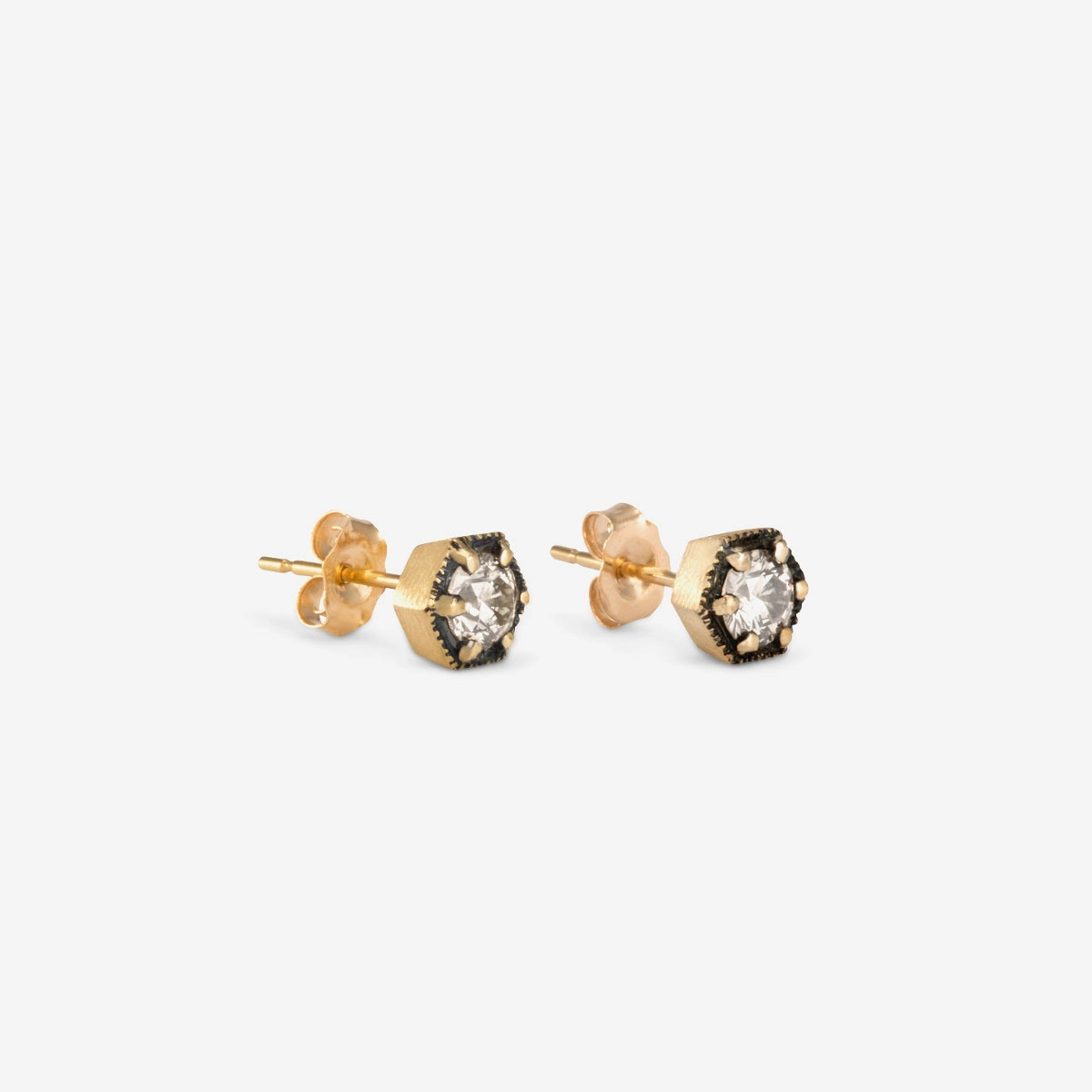 4.5mm White Diamond Hexagon Studs | E9905W