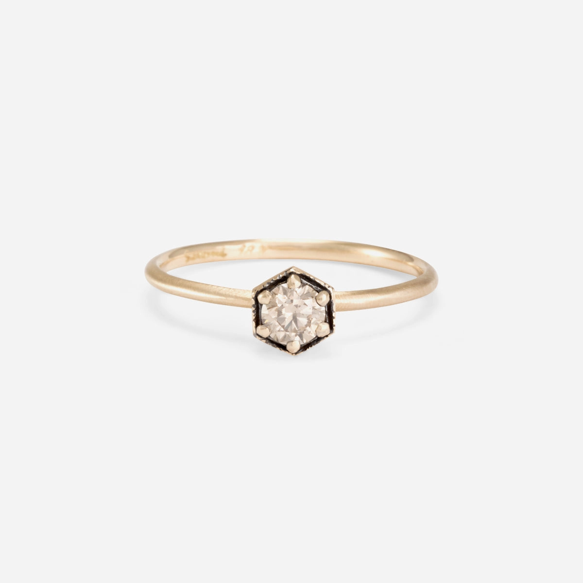 4mm Brown Diamond Hexagon Ring | R2204BR