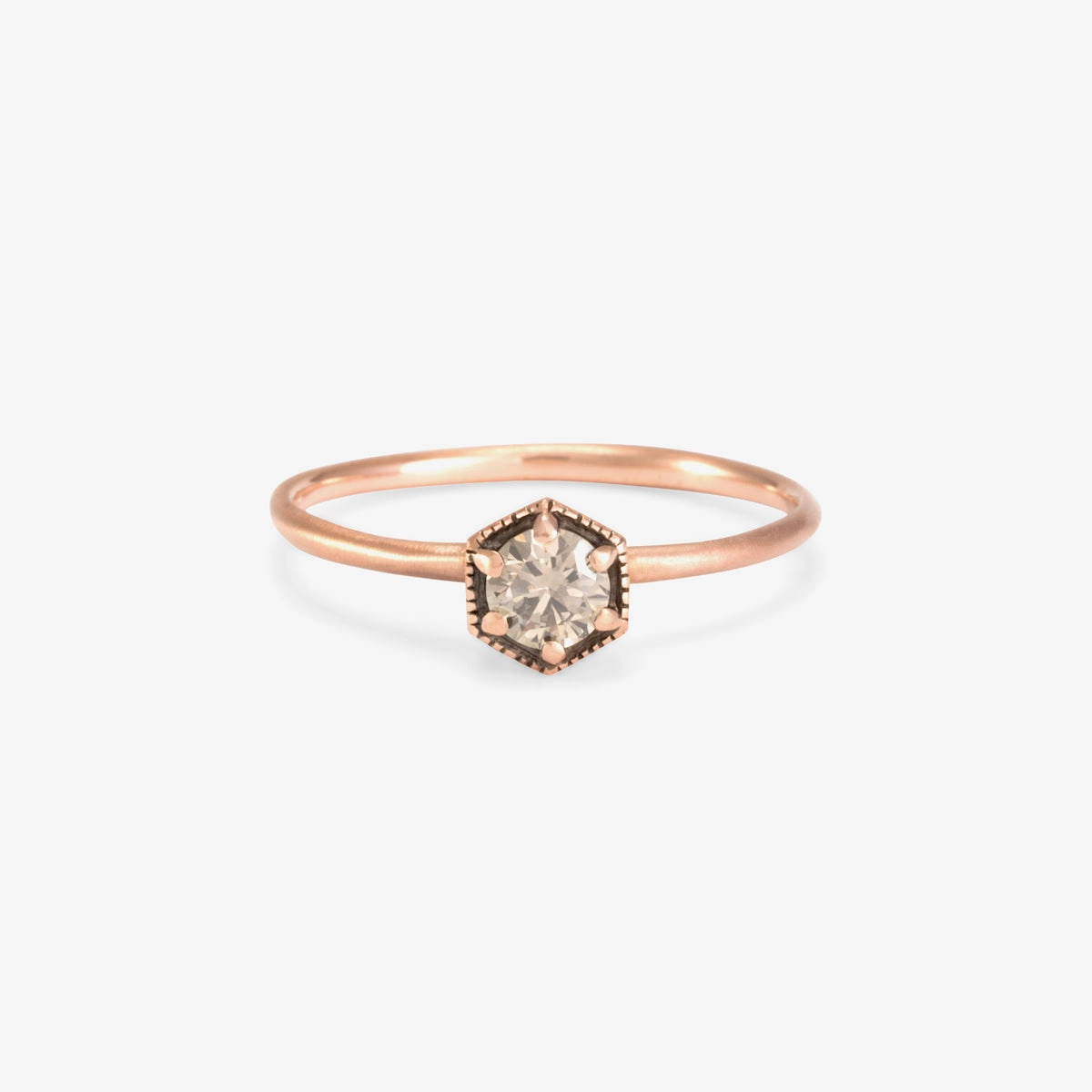 4mm Brown Diamond Hexagon Ring | R2204BR