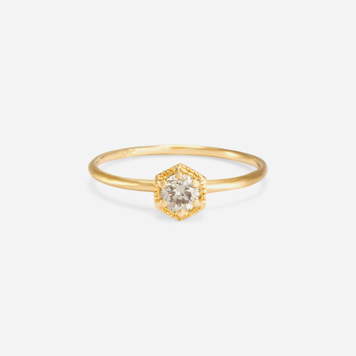4mm Brown Diamond Hexagon Ring | R2204BR