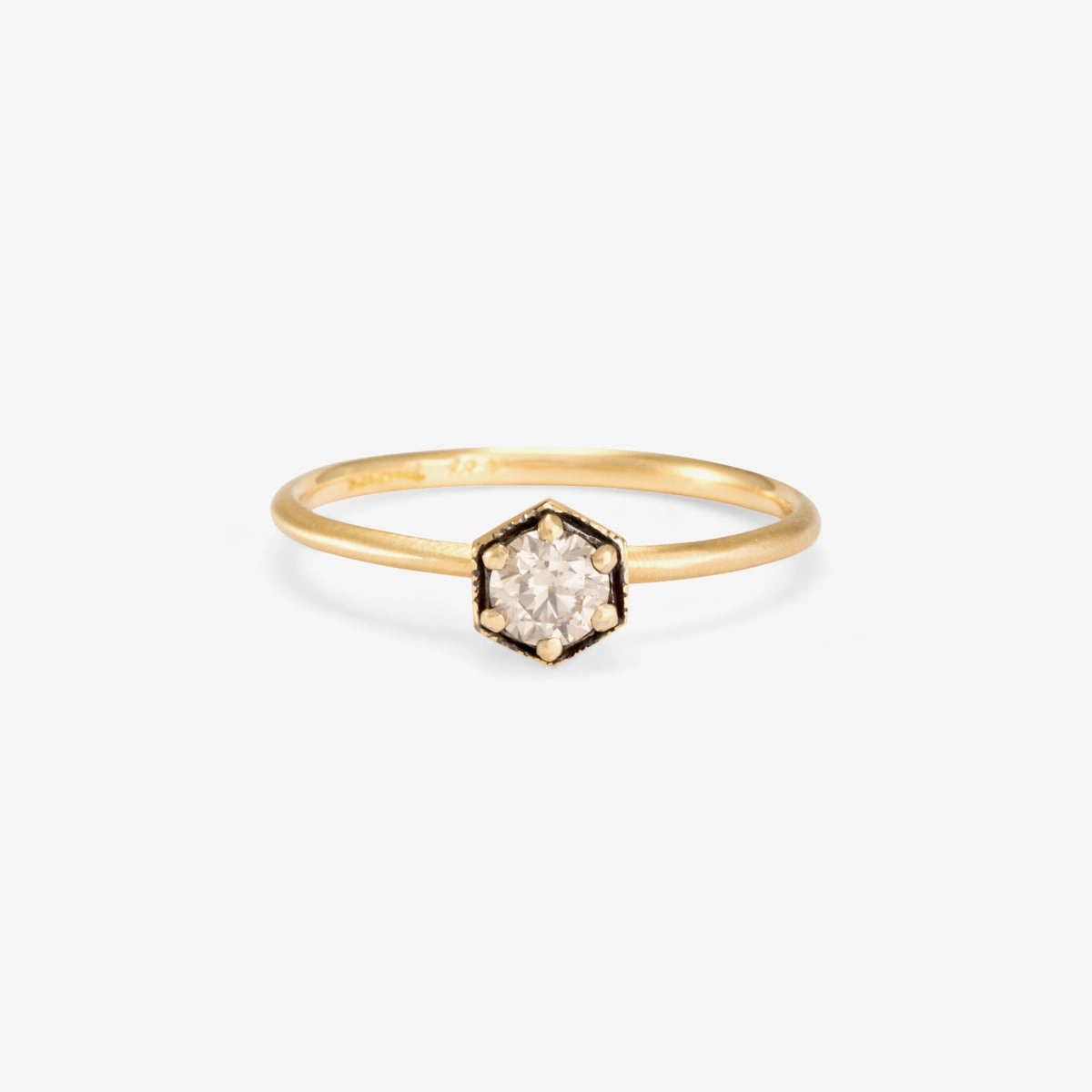 4mm Brown Diamond Hexagon Ring | R2204BR