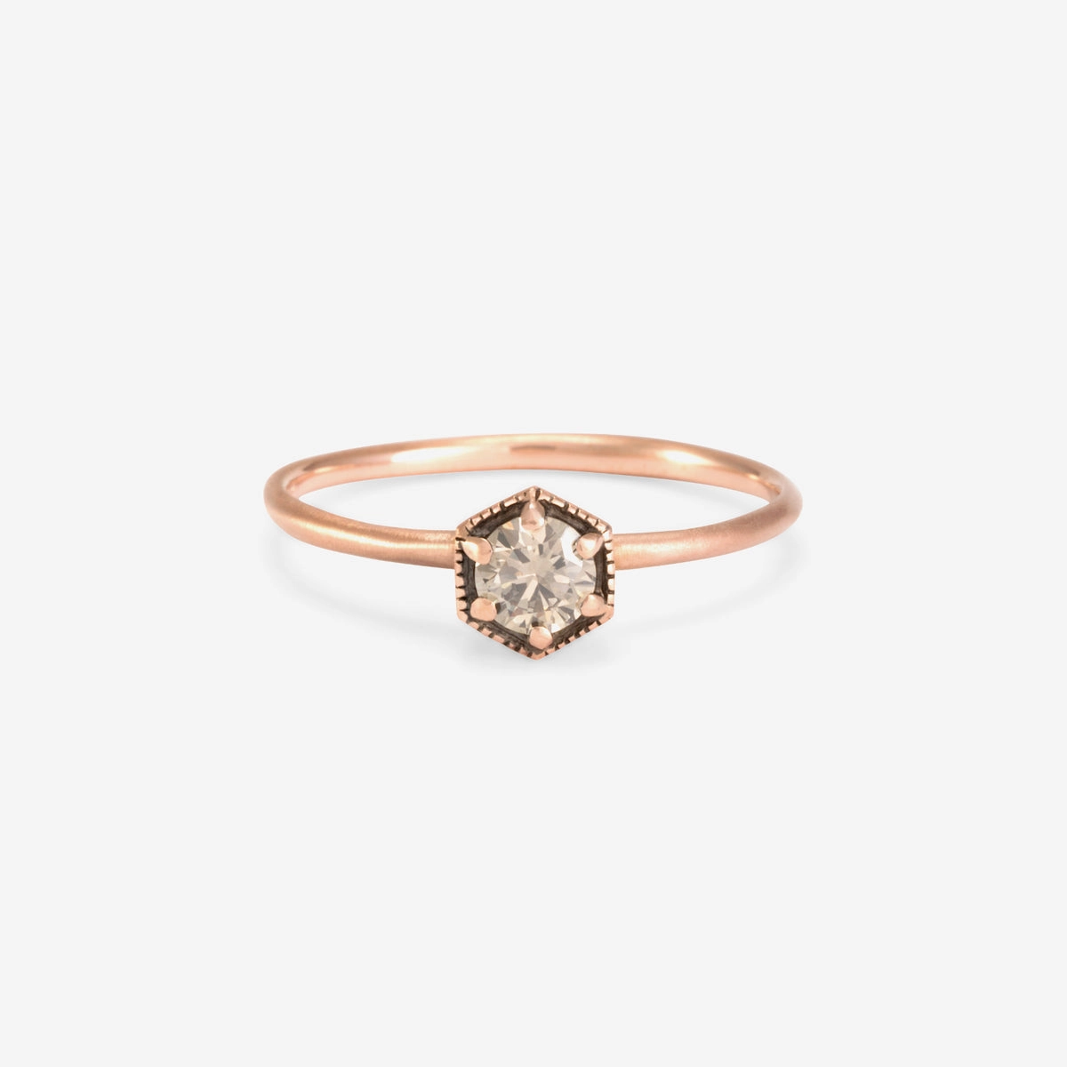 4mm Brown Diamond Hexagon Ring | R2204BR