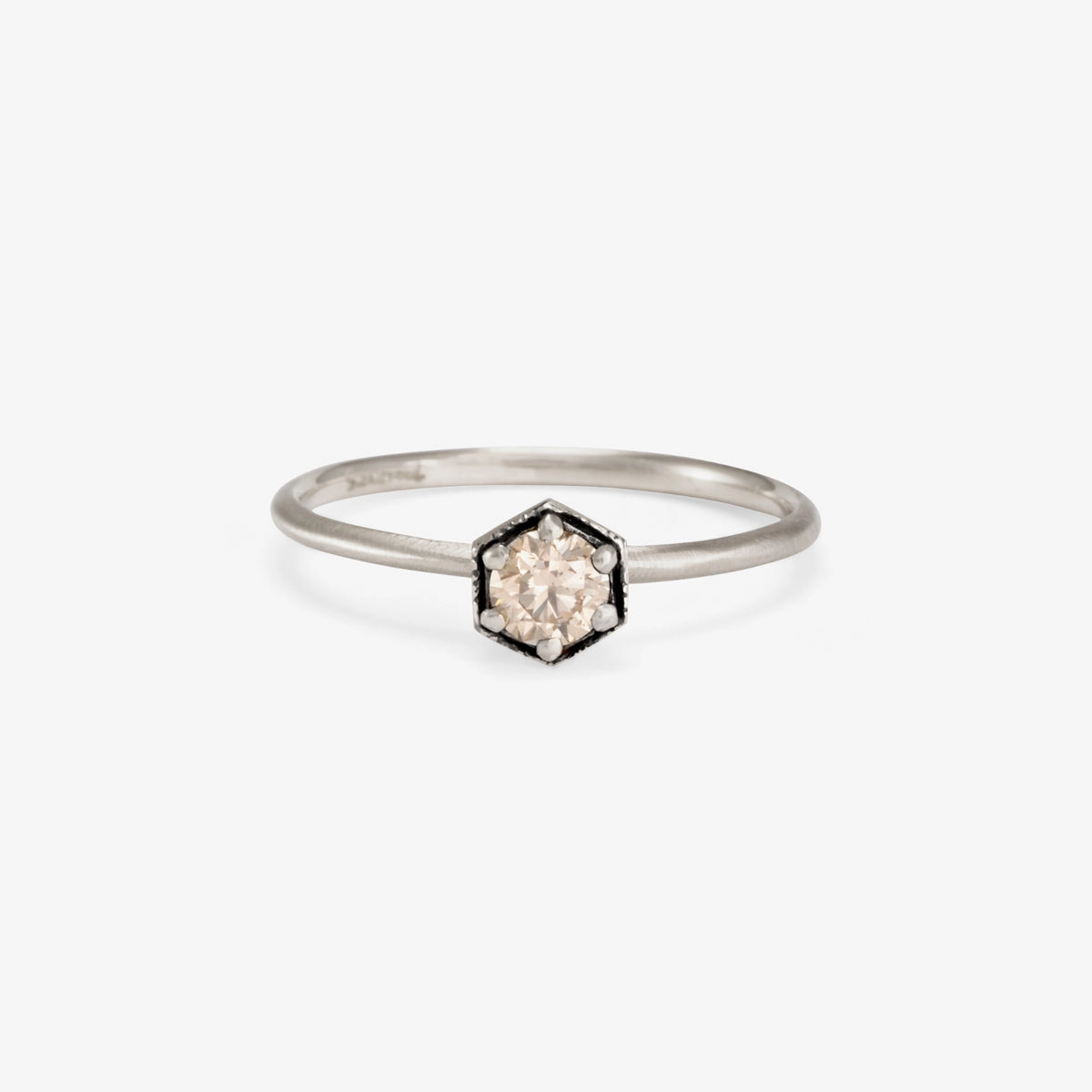 4mm Brown Diamond Hexagon Ring | R2204BR