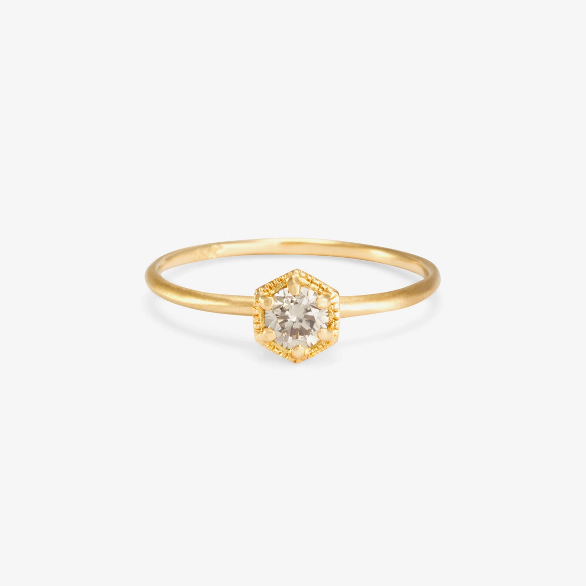 4mm Brown Diamond Hexagon Ring | R2204BR