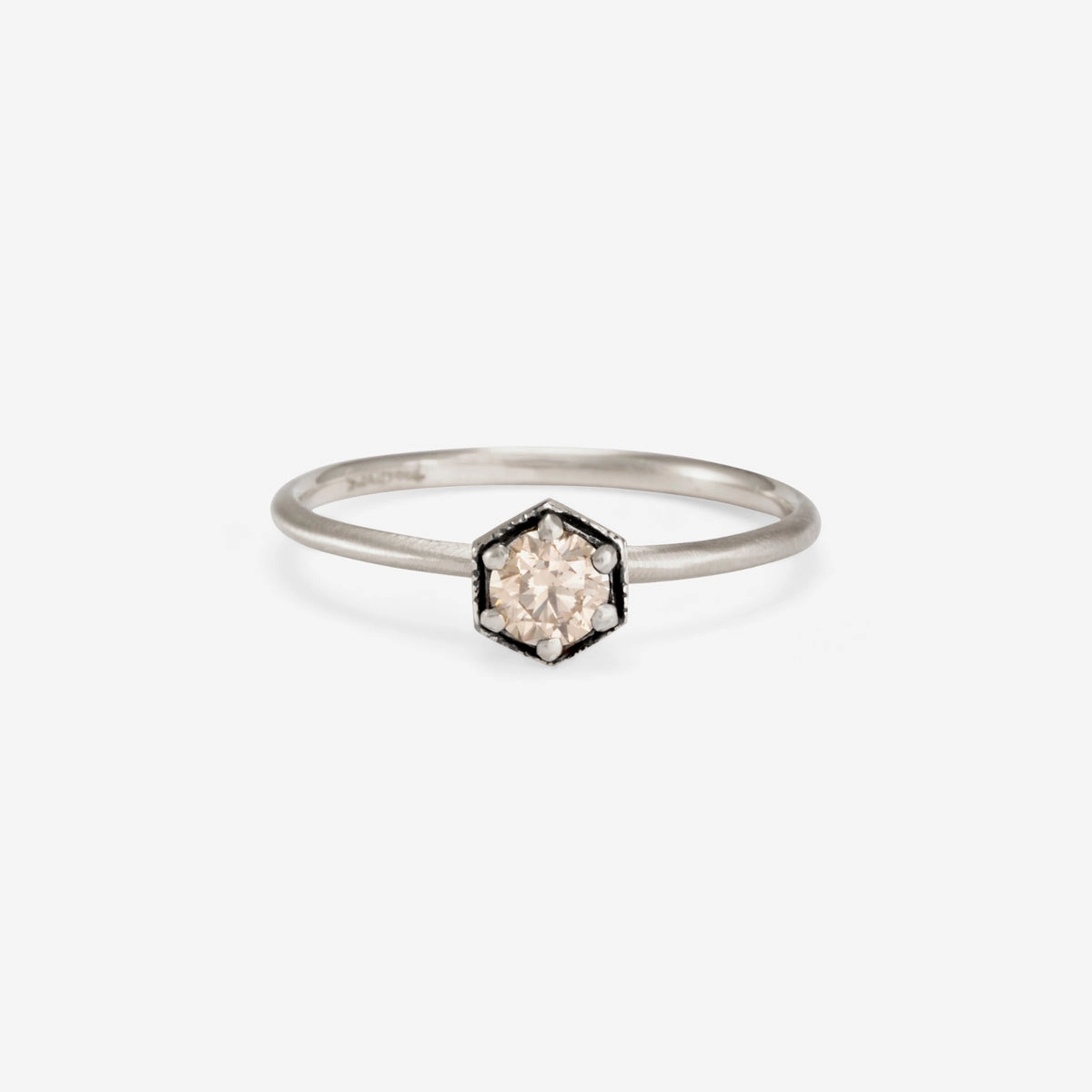 4mm Brown Diamond Hexagon Ring | R2204BR