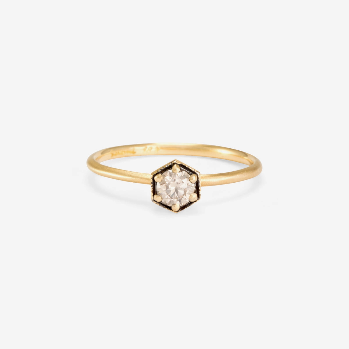4mm Brown Diamond Hexagon Ring | R2204BR