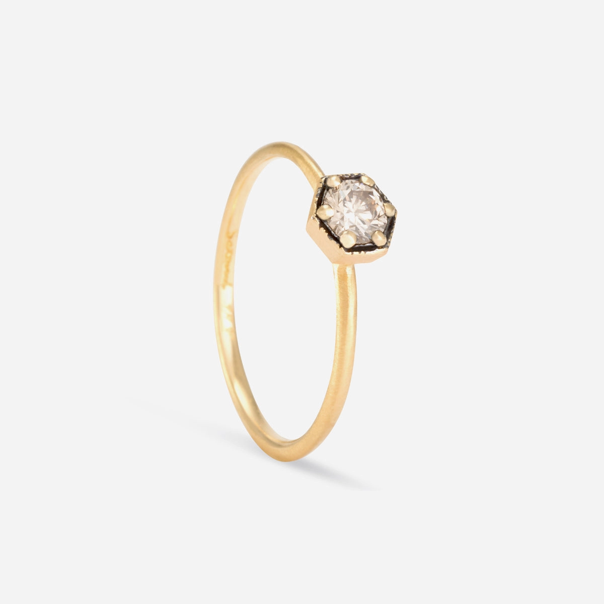 4mm Brown Diamond Hexagon Ring | R2204BR