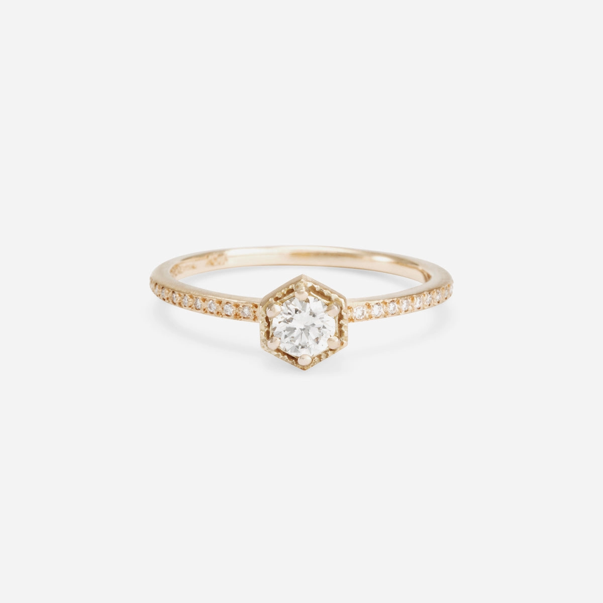 4mm White Diamond Hexagon Pave Ring | R9904W