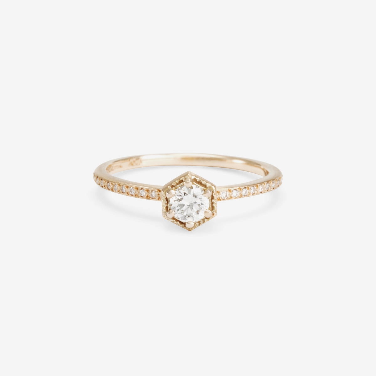 4mm White Diamond Hexagon Pave Ring | R9904W