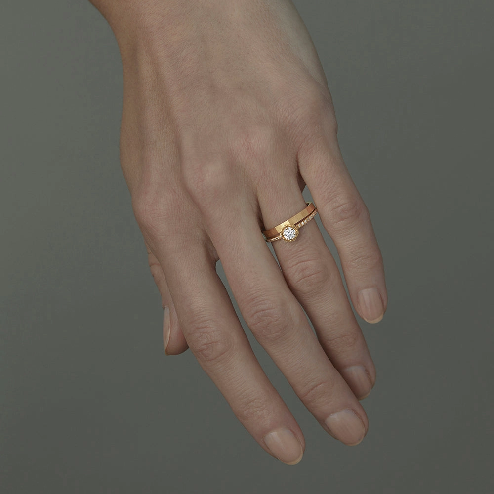 4mm White Diamond Hexagon Pave Ring | R9904W