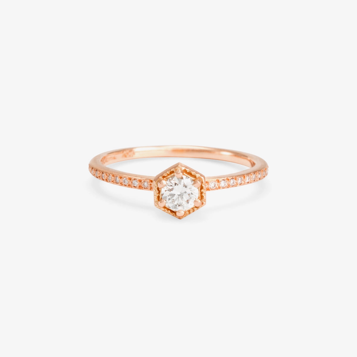 4mm White Diamond Hexagon Pave Ring | R9904W