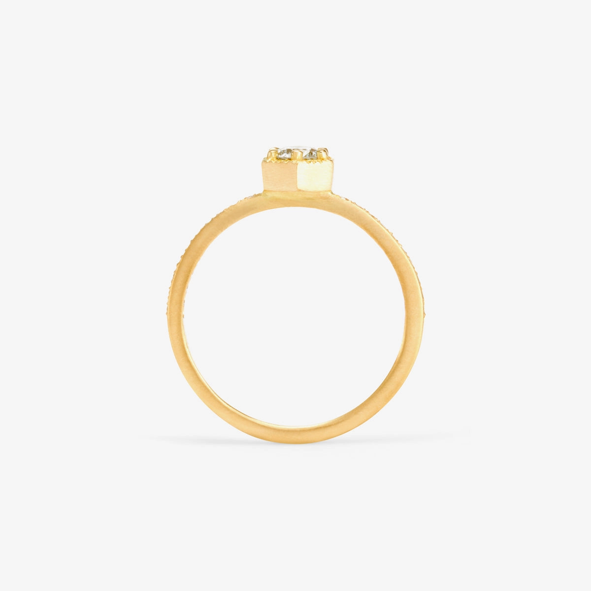 4mm White Diamond Hexagon Pave Ring | R9904W