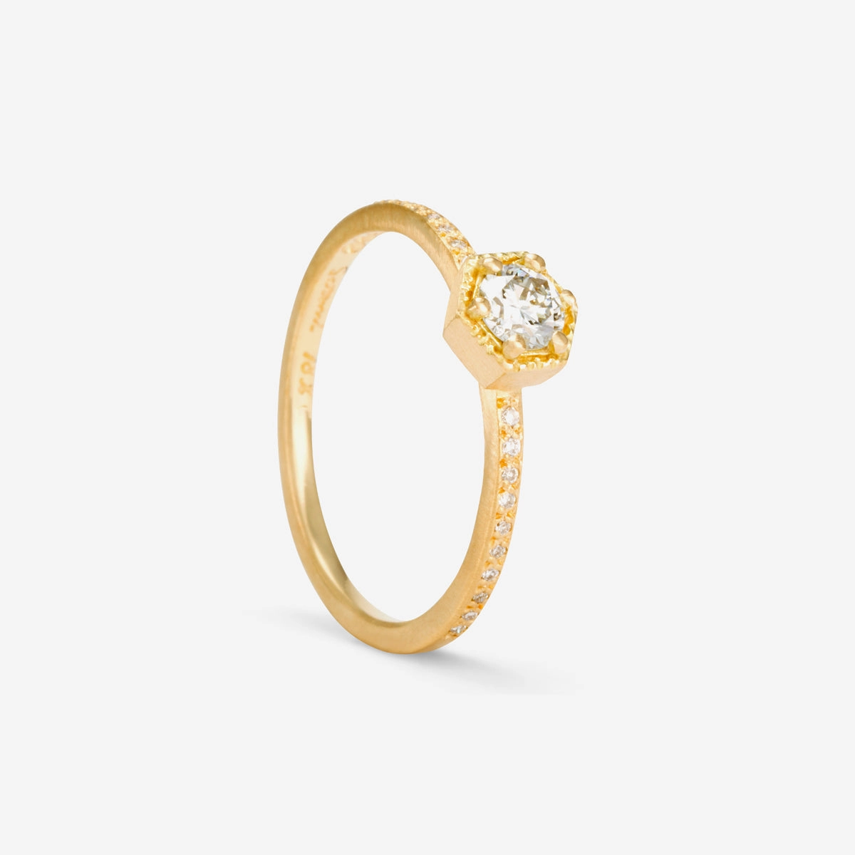 4mm White Diamond Hexagon Pave Ring | R9904W