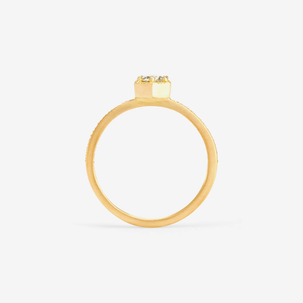 4mm White Diamond Hexagon Pave Ring | R9904W