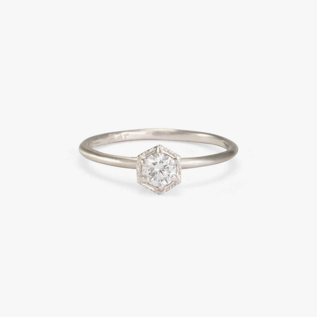 4mm White Diamond Hexagon Ring | R2204W