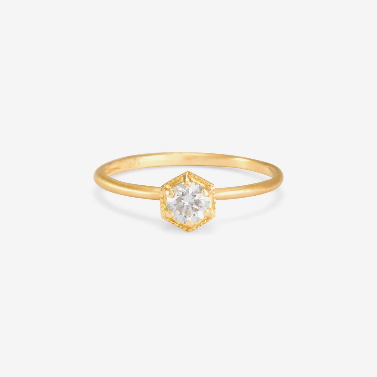 4mm White Diamond Hexagon Ring | R2204W