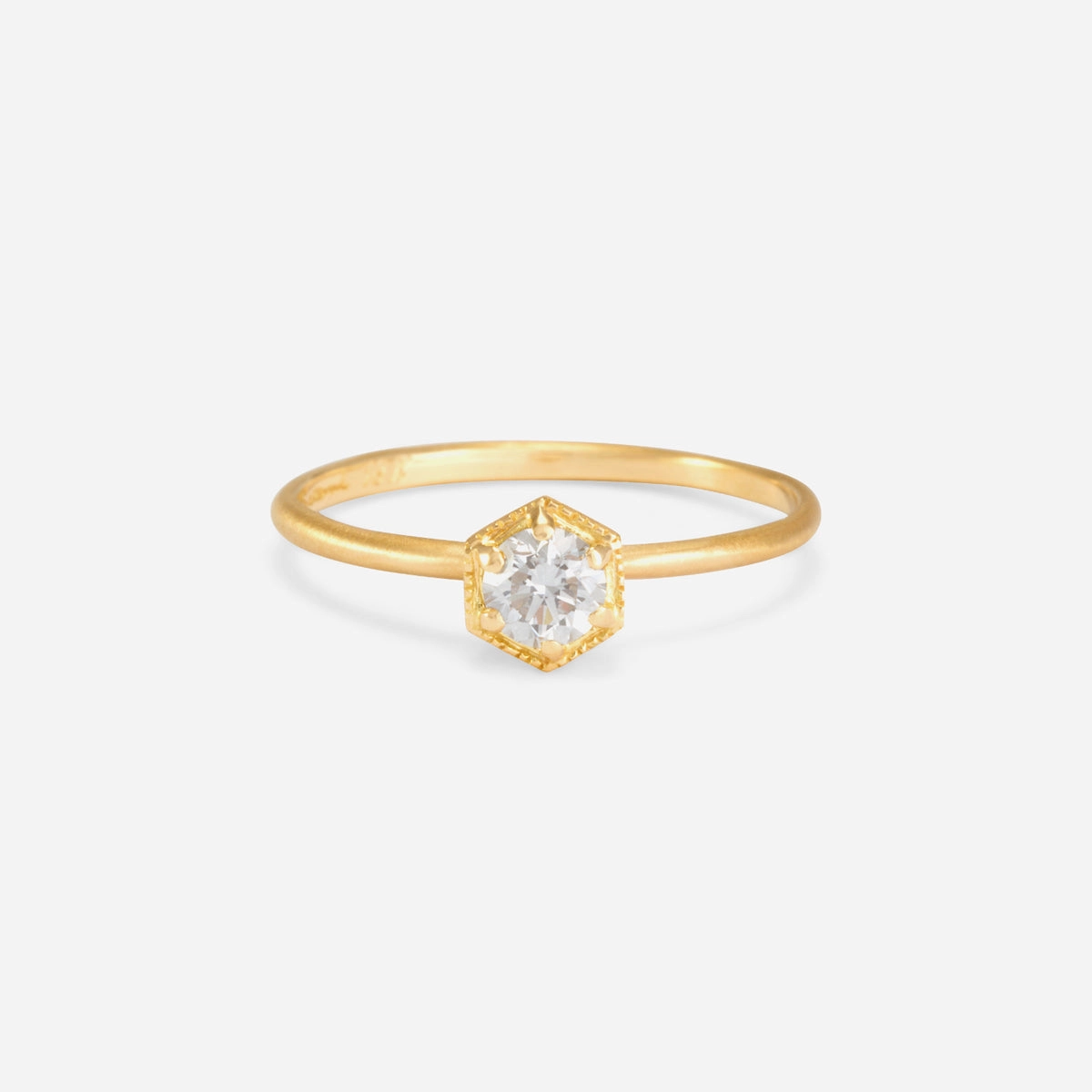4mm White Diamond Hexagon Ring | R2204W