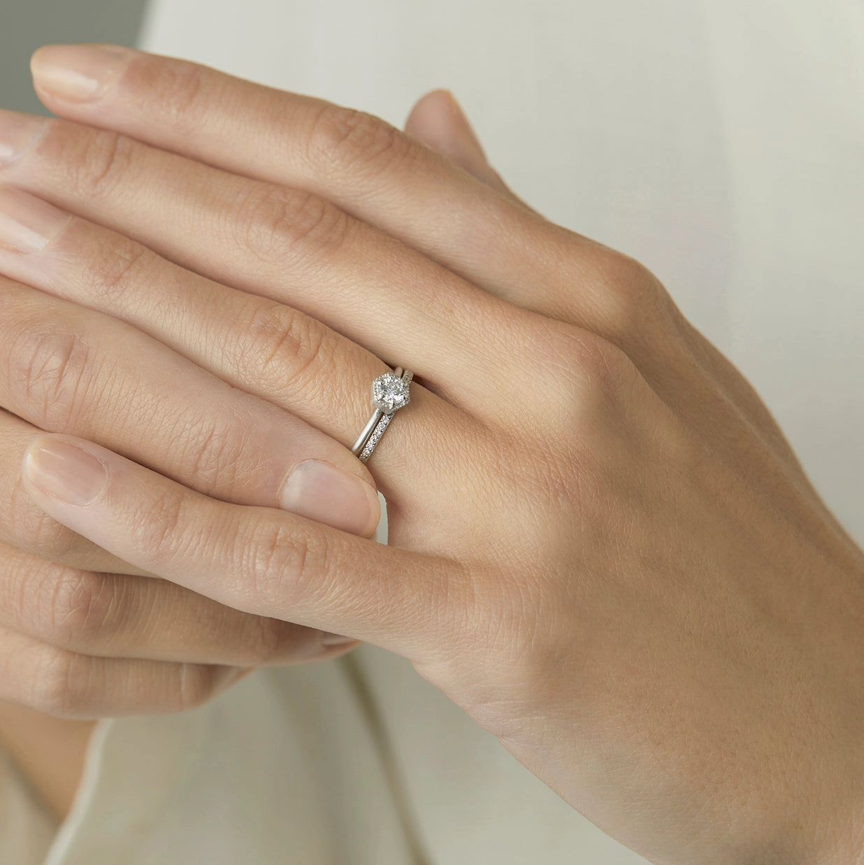 4mm White Diamond Hexagon Ring | R2204W