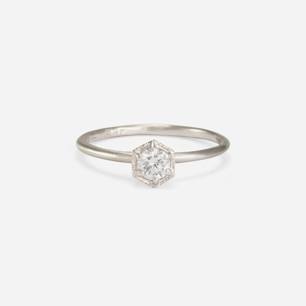 4mm White Diamond Hexagon Ring | R2204W