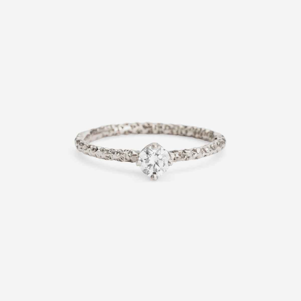 4mm White Diamond Homespun Solitaire Ring | R9004W