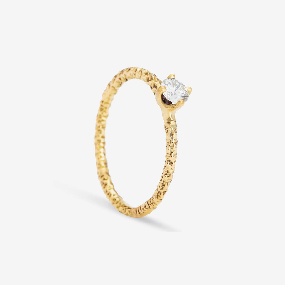 4mm White Diamond Homespun Solitaire Ring | R9004W