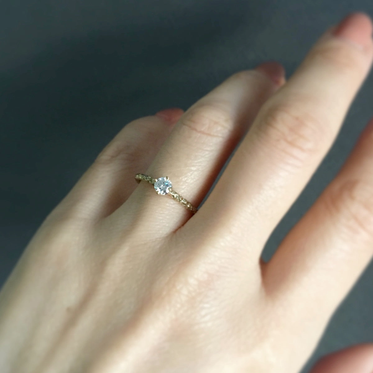 4mm White Diamond Homespun Solitaire Ring | R9004W