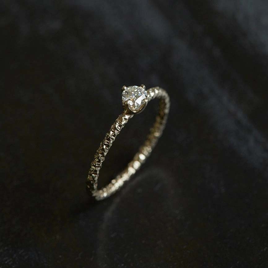 4mm White Diamond Homespun Solitaire Ring | R9004W