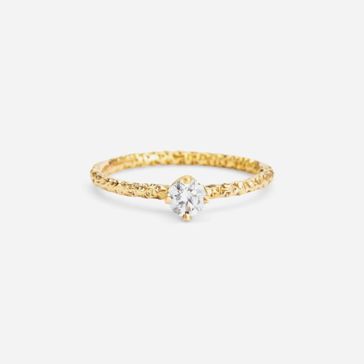 4mm White Diamond Homespun Solitaire Ring | R9004W