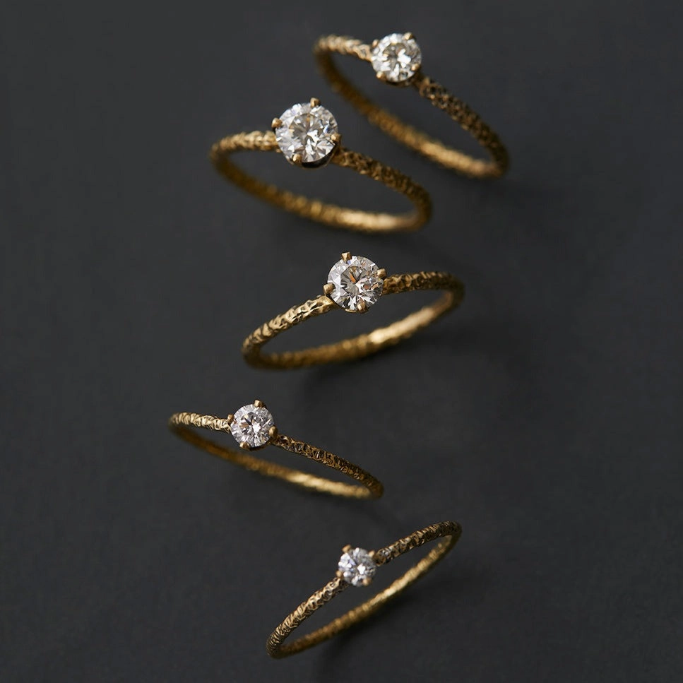 4mm White Diamond Homespun Solitaire Ring | R9004W