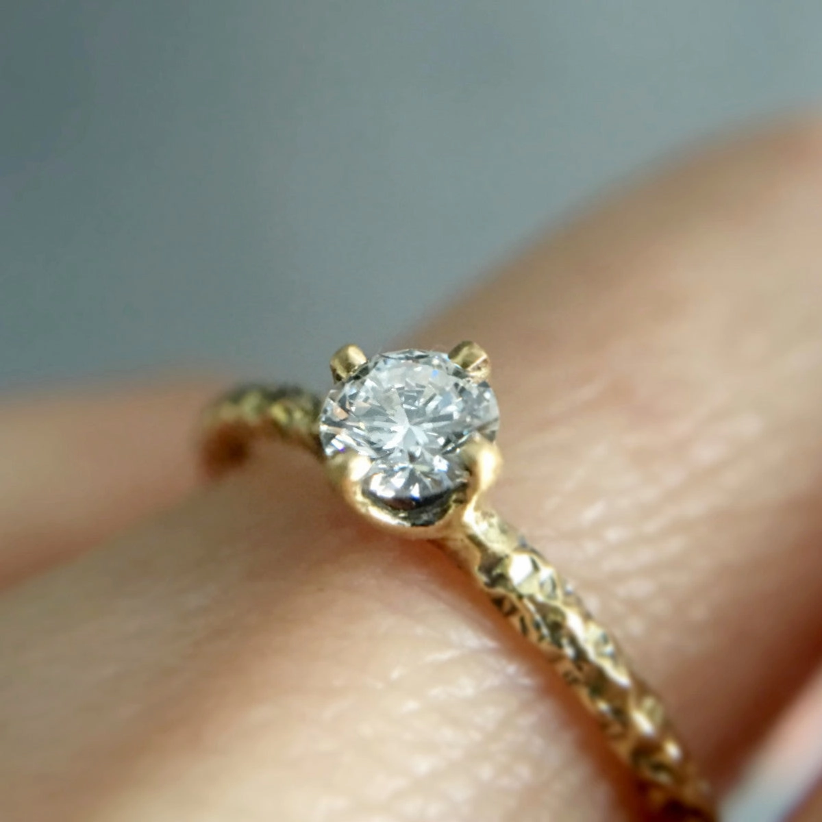 4mm White Diamond Homespun Solitaire Ring | R9004W
