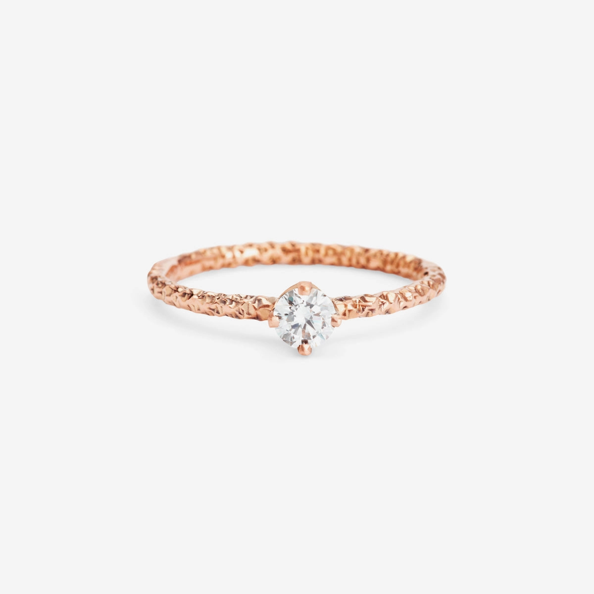 4mm White Diamond Homespun Solitaire Ring | R9004W