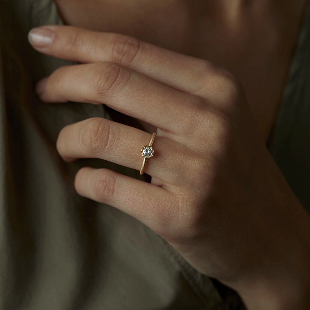 4mm White Diamond Round Brilliant Solitaire Ring | R11304W