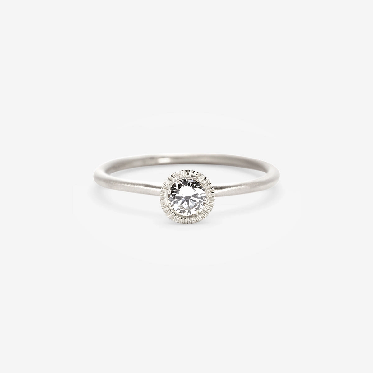 4mm White Diamond Round Brilliant Solitaire Ring | R11304W