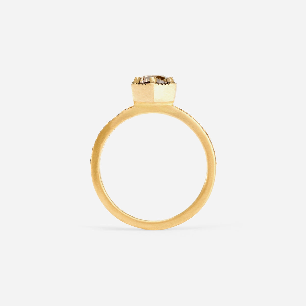 5.6mm Brown Diamond Hexagon Pave Ring | R9907BR