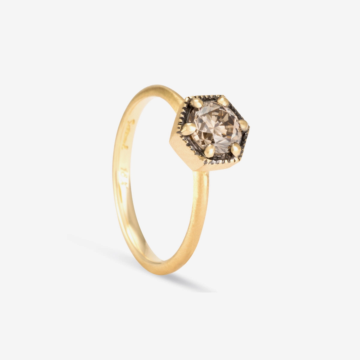 5.6mm Brown Diamond Hexagon Ring | R2207BR