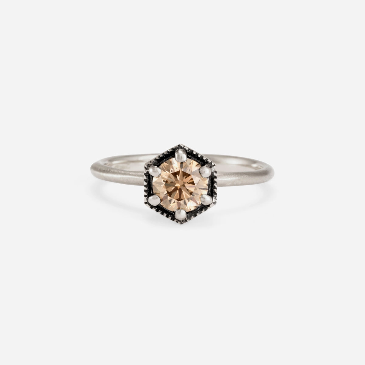 5.6mm Brown Diamond Hexagon Ring | R2207BR