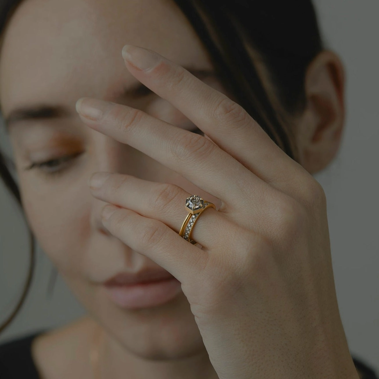 5.6mm Brown Diamond Hexagon Ring | R2207BR