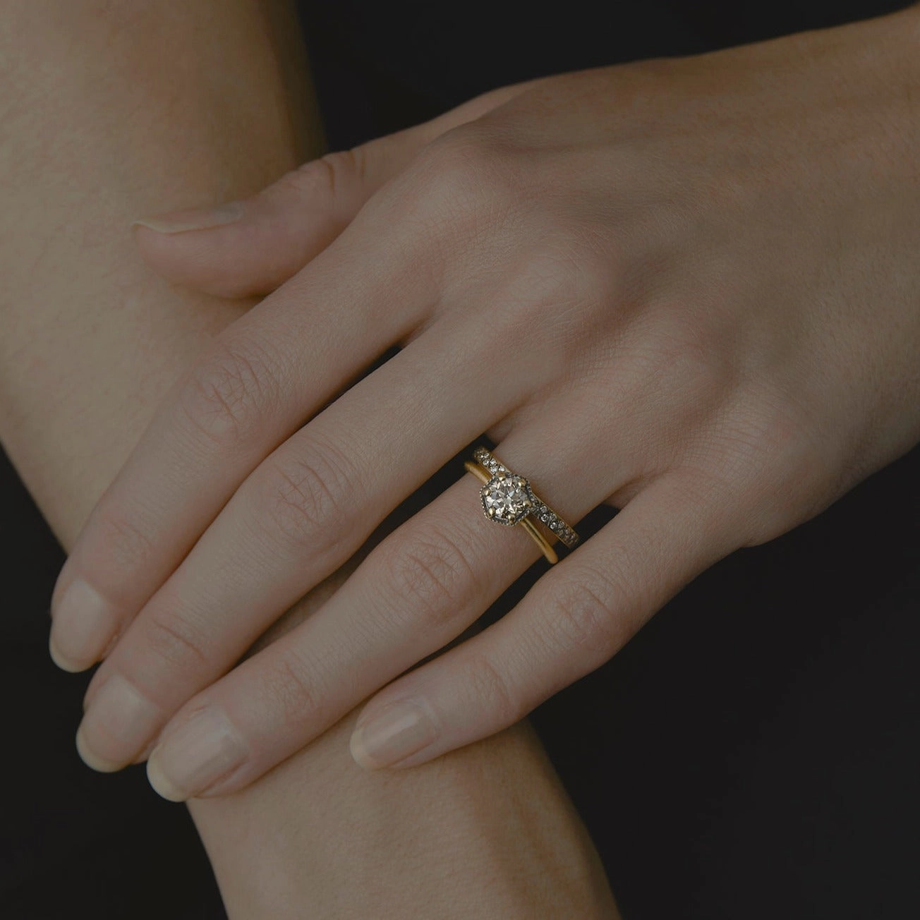 5.6mm Brown Diamond Hexagon Ring | R2207BR