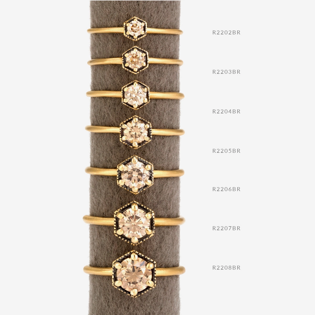 5.6mm Brown Diamond Hexagon Ring | R2207BR