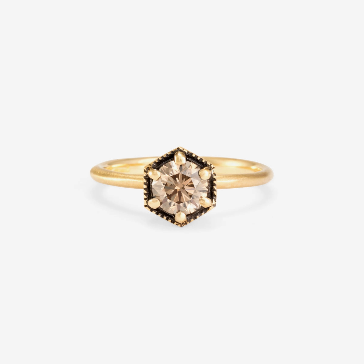5.6mm Brown Diamond Hexagon Ring | R2207BR