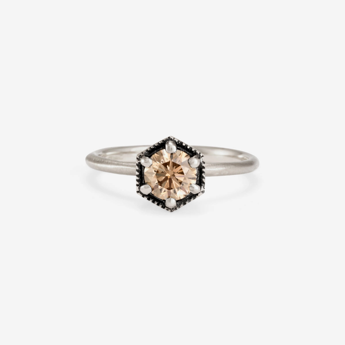5.6mm Brown Diamond Hexagon Ring | R2207BR