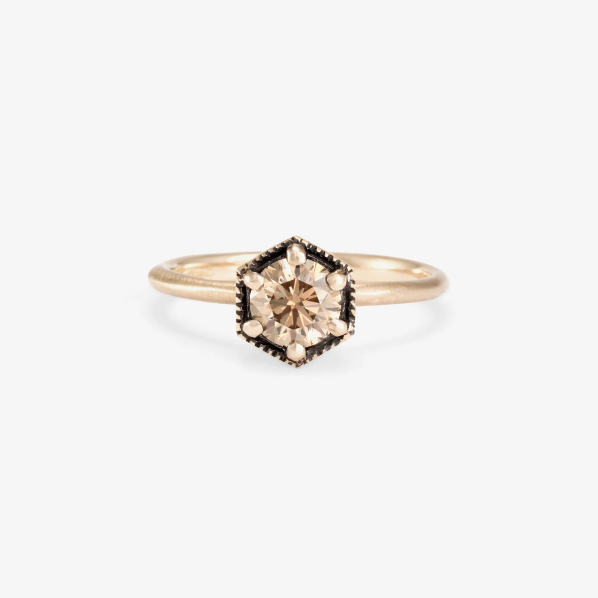 5.6mm Brown Diamond Hexagon Ring | R2207BR