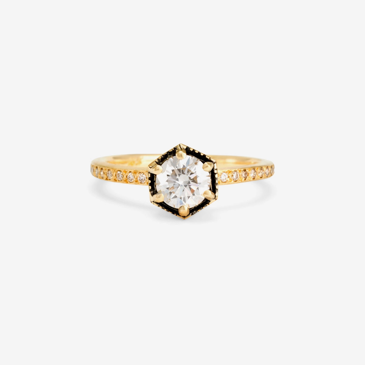 5.6mm White Diamond Hexagon Pave Ring | R9907W