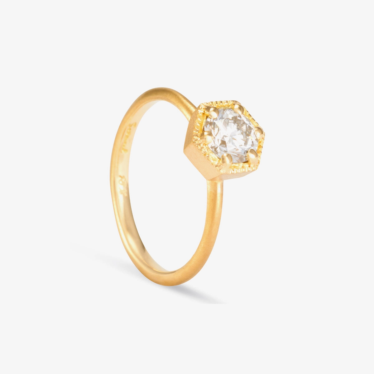 5.6mm White Diamond Hexagon Ring | R2207W