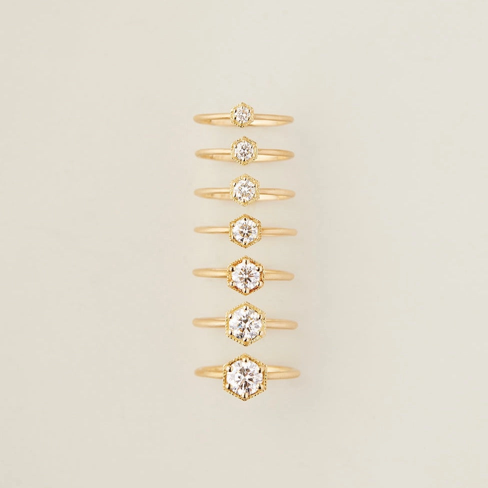 5.6mm White Diamond Hexagon Ring | R2207W