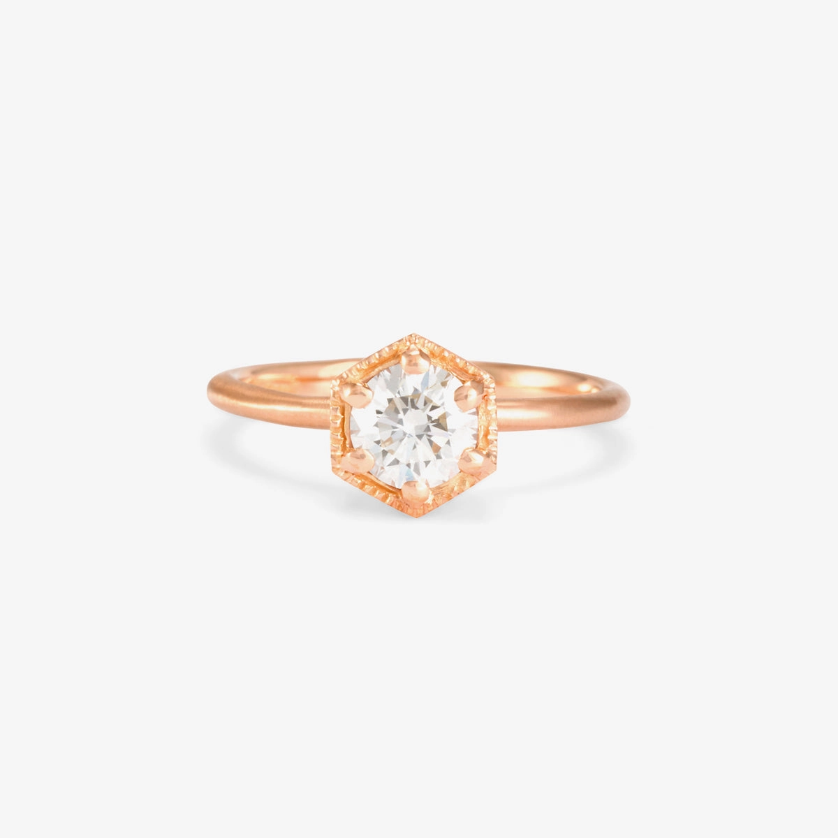 5.6mm White Diamond Hexagon Ring | R2207W